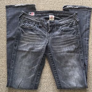True religion unique grey distressed jeans